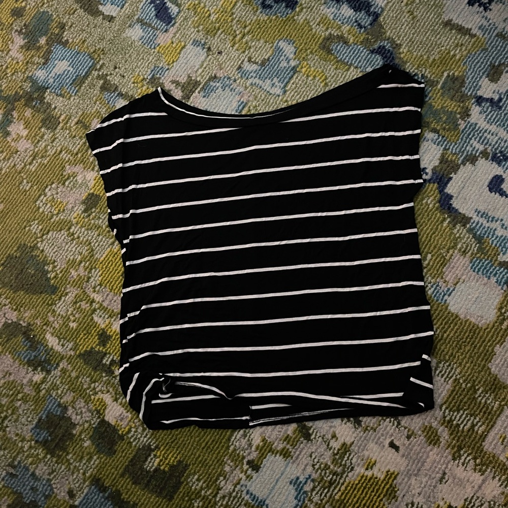 Women's Black & White Striped Short Sleeve Tee
